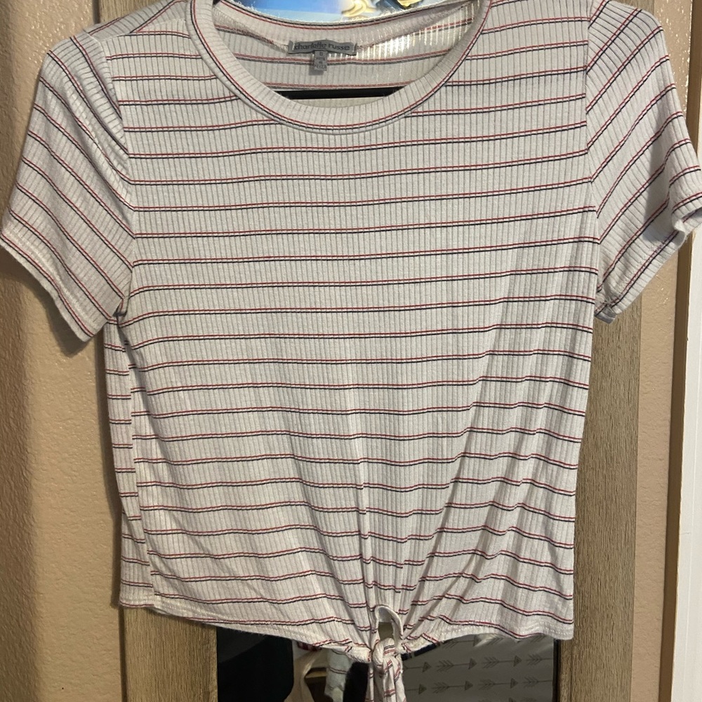 stripped crop top with tie bottom